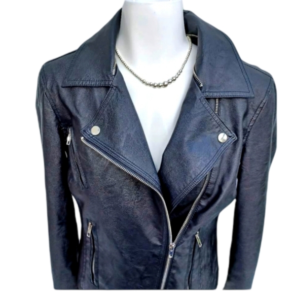 NWOT Faux Leather Biker Jacket - Picture 2 of 16